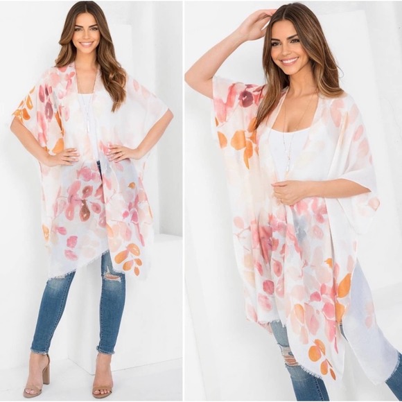 Blossom Boutique Tops - 1 LEFT! Peach and Pink Summer Beach Kimono Swim Cover Vacation Kimono